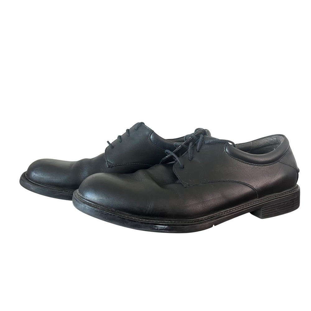 Nunn Bush Mens Black Leather Comfort Gel Plain Toe Derby Shoes 10.5 M